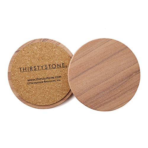 Thirstystone Cinnabar Brand, Multicolor All Natural Sandstone-Durable Stone With Varying Patterns, Every Coaster Is An Original,