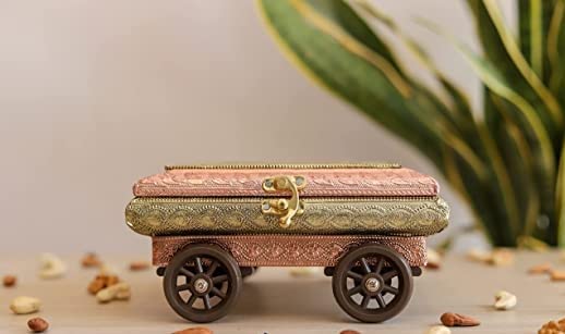 Handicrafts Decorative Empty Oxidized Wooden Dry Fruit Box/ Sweets Box/ Gift Box/ Mukhwash Box, Sopari Box/ Empty Box/ Wooden St