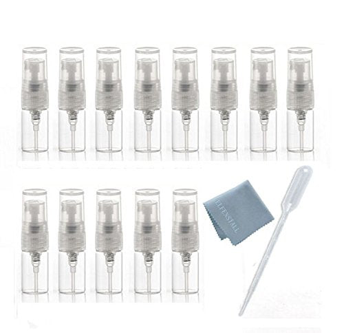Elfenstall- 20Pcs Mini Clear 2Ml 5/8 Dram Fine Mist Atomizer Vial Glass Bottle Spray Refillable Perfume Empty Sample Bottle With