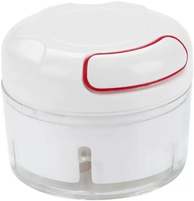 Mini Pull String Manual Garlic And Vegetable Chopper, Compact Hand Puller Food Mincer, White, 9Cm X 6.7Cm