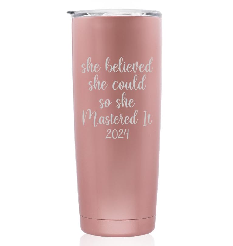 Mip Brand Rose Gold Double Wall Vacuum Insulated Stainless Steel Tumbler Travel Mug She Believed She Could So She Mastered It 20