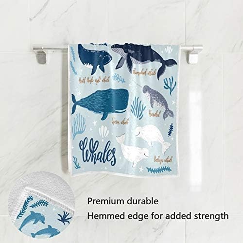 Qugrl Whales Guest Hand Towels For Bathroom Ocean Sea Kitchen Dish Towel Multipurpose Soft Quality Premium Fingertip Bath Towel
