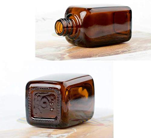 Ericotry 3Pcs 100Ml Empty Refillable Square Amber Glass Cream Lotion Pump Bottles For Makeup Face Cream Facial Cleanser Toiletri
