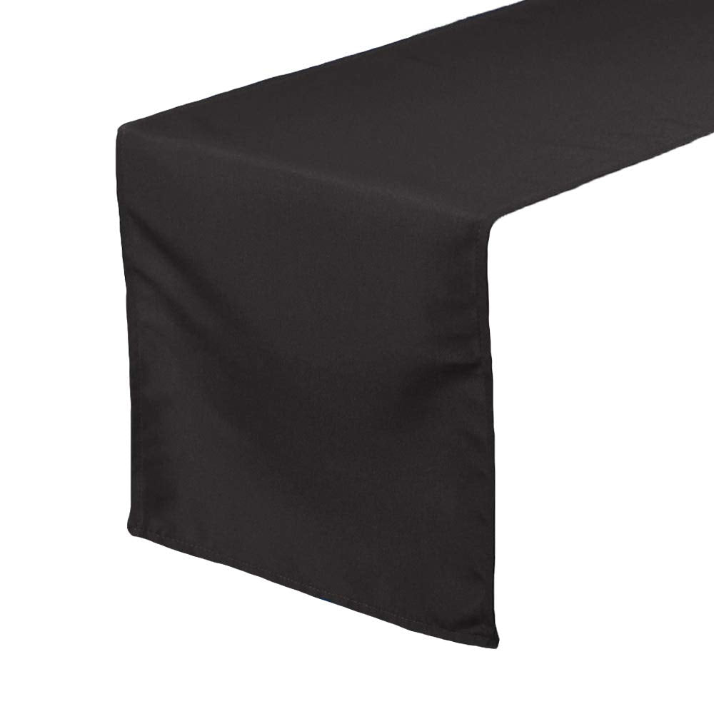 YOUR CHAIR COVERS - 14 x 108 inch Polyester Table Runner - Black, Table Runner for Weddings, Events, Hotels and Catering Service