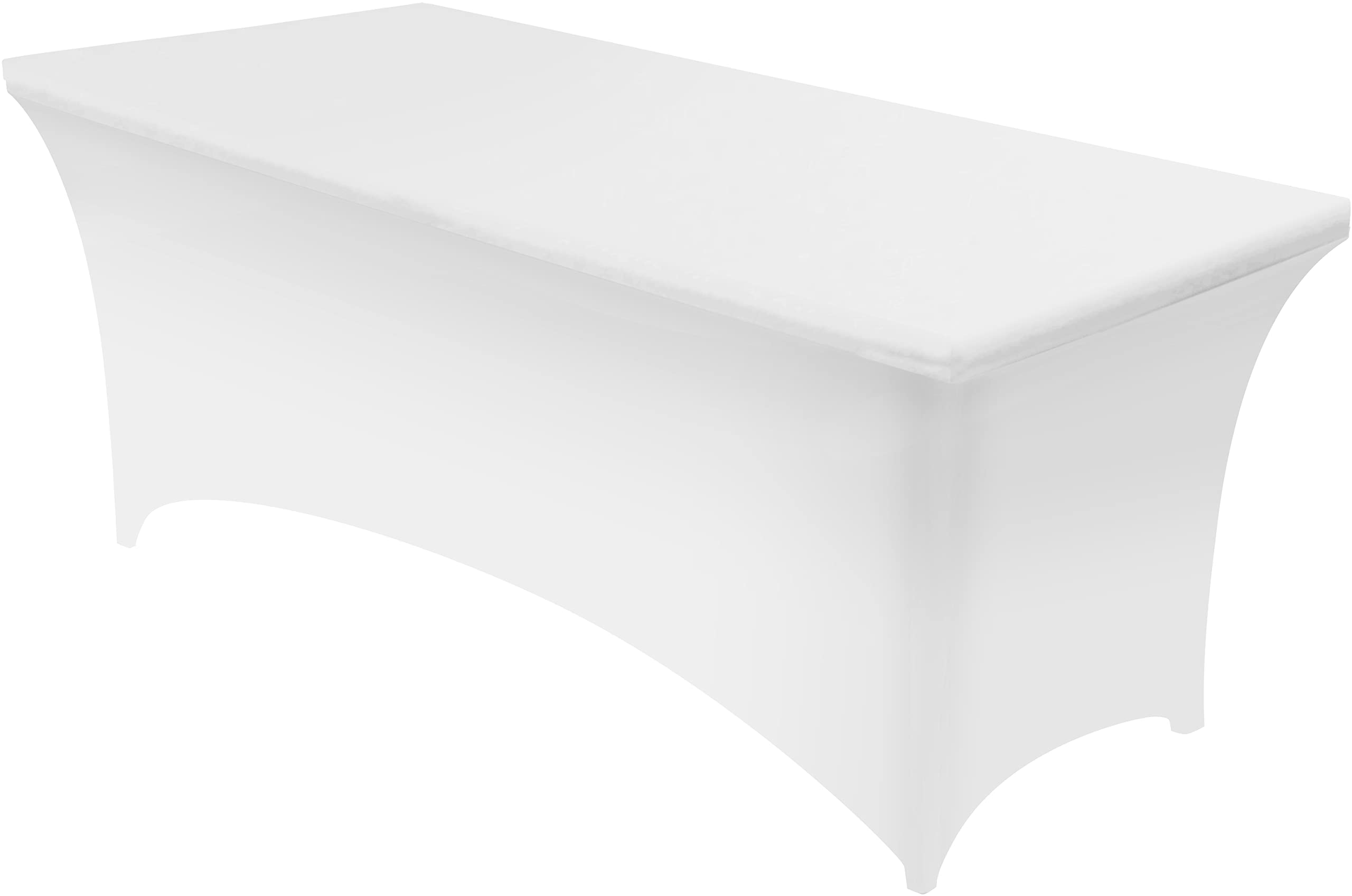 Utopia Kitchen 4FT Spandex Tablecloth [1 Pack, White] 200 GSM Stretch, Fitted, Washable and Wrinkle Resistant Table Cloth Rectan