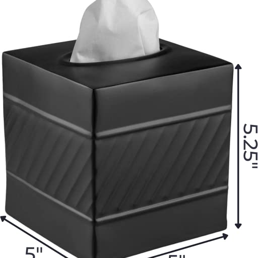 Monarch Abode 39127 Handcrafted Tissue Box Square Cover Holder And Dispenser, Wave Embossed, Metal Dresser Accessories For Offic