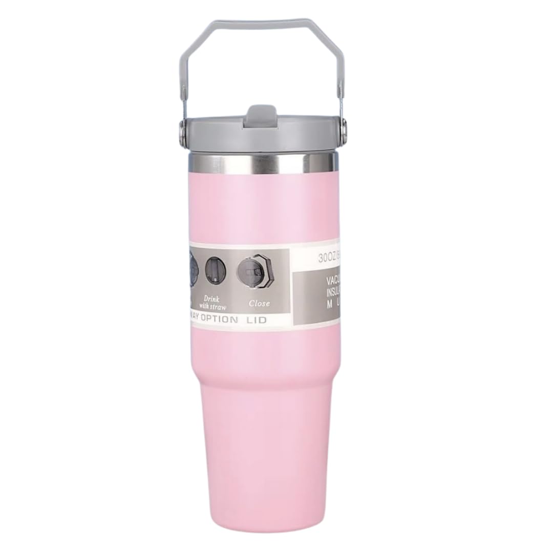 KATTY MAO Tumbler with Straw, 900ml Pink Tumbler with Lid, BPA Free Leak Free Spill Free Sipper for Women, Girls, Office, Travel