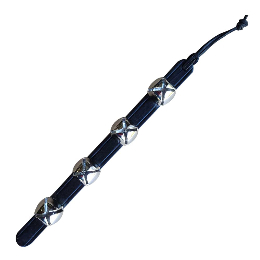 RRD Hanging Sleigh Bells for Door - Shopkeepers Bell Over The Door - Door Hanging Bell on Black Leather Strap - Multi-Purpose Ji