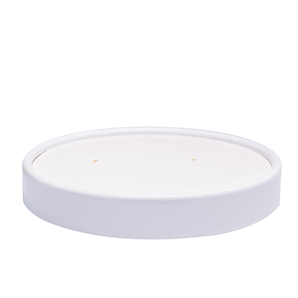 Belinlen 100pcs White Paper Lids for 6oz/8oz/12oz/16oz Paper Ice Cream Cups, Snap Closure, Round Shape, Food Grade Double Poly-C