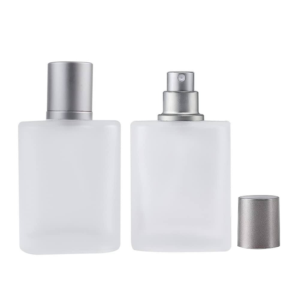 ccHuDE 2 Pcs Frosted Glass Perfume Bottles Empty Refillable Perfume Spray Bottles Fine Mist Cosmetic Container for Travel 50ml