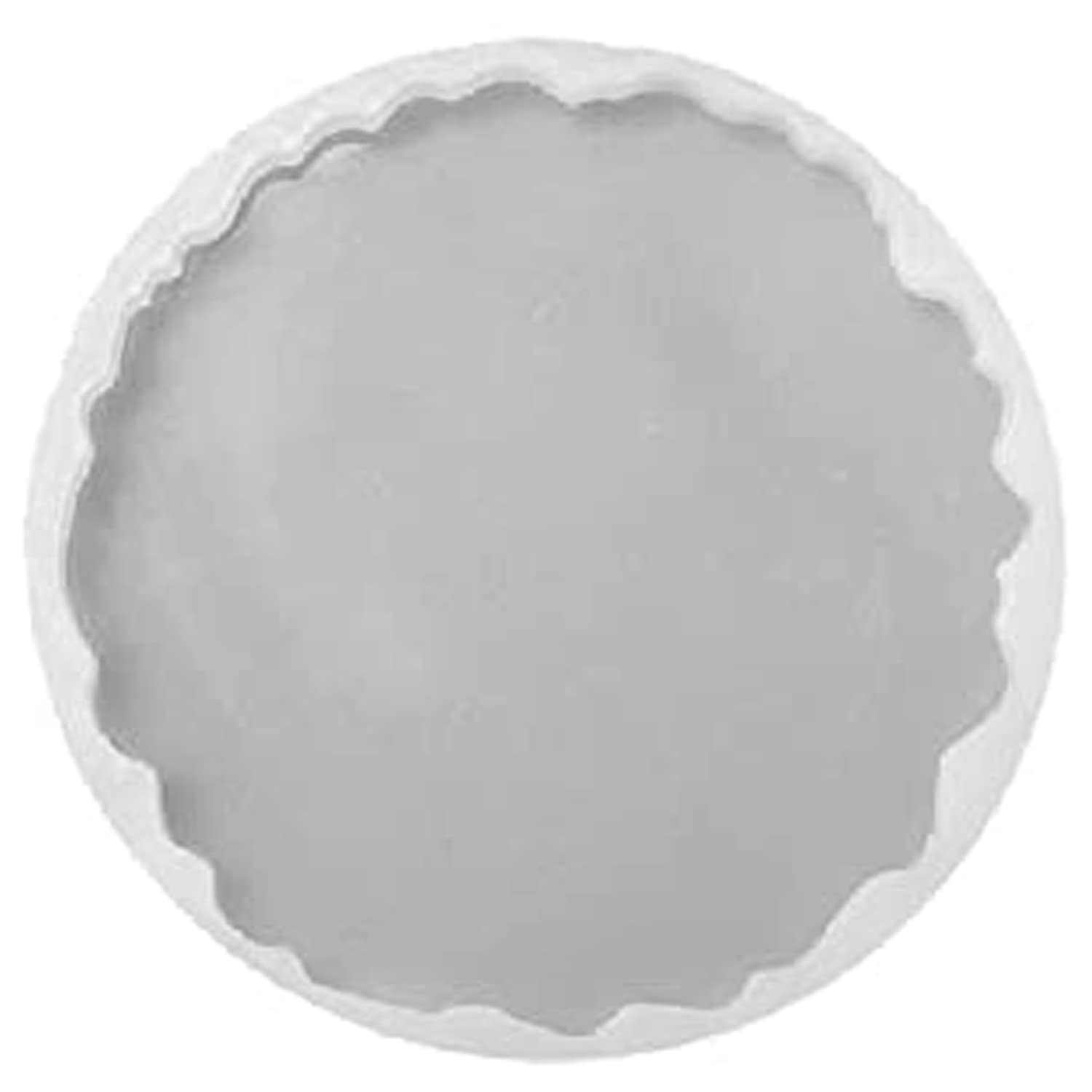 Kira Box Silicone Resin Tray Mold,8 Inch 6Mm Deep Zig Zag Round Dish Mold Serving Tray With Edge, Circle Plate Epoxy Resin Casti