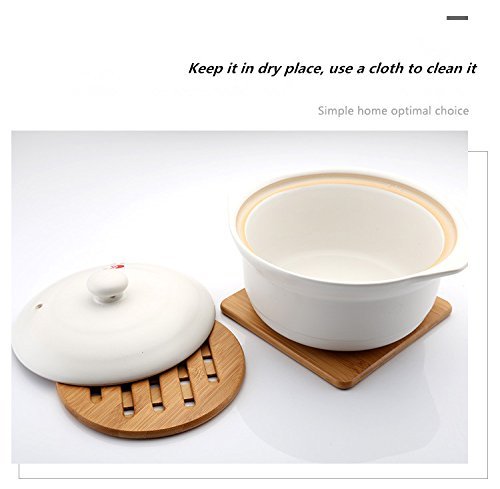 Weikai 11, Set Of 4, Solid Bamboo Wood Trivets With Non-Slip Pads For Hot Dishes And Pot (7'' Round)