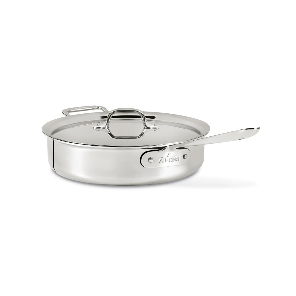 All-Clad D3 3-Ply Stainless Steel Saut   Pan 4 Quart Induction Oven Broiler Safe 600F Pots and Pans, Cookware Silver
