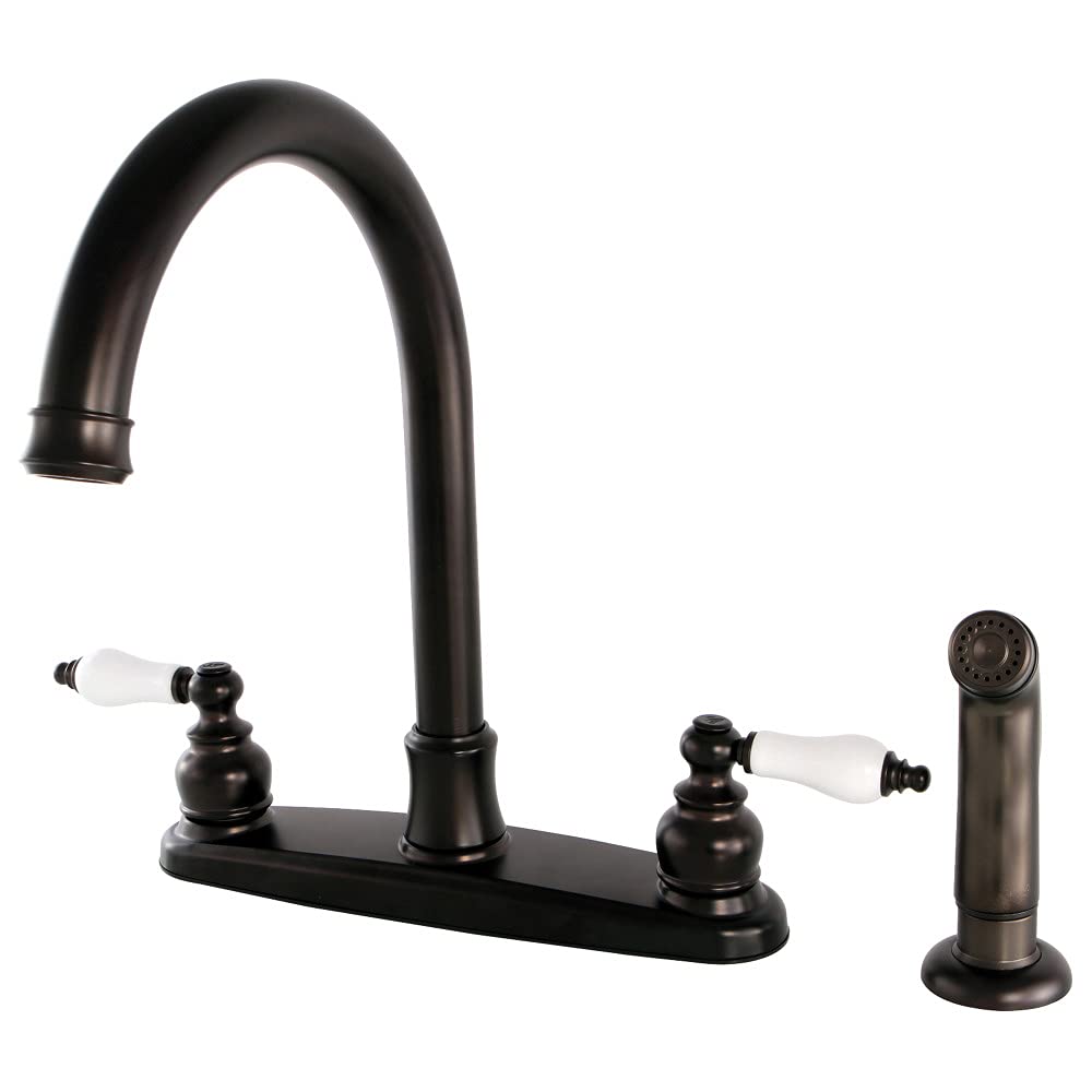 Kingston Brass FB7795PLSP Victorian 8-Inch Centerset Kitchen Faucet with Sprayer  Oil Rubbed Bronze