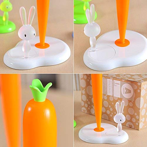 Alessi | Bunny & Carrot Asg42/H R - Design Kitchen Roll Holder, Thermoplastic Resin, White