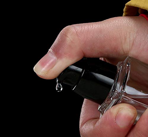 Quupy 2Pcs 15Ml/0.5Oz Empty Clear Square Glass Emulsion Essence Bottle With Black Pump Head Cosmetic Foundation Travel Vials Con