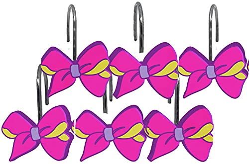 Jay Franco Nickelodeon JoJo Siwa Retro Rainbow 14 Piece Bathroom Set - Includes Shower Curtain  12 Hooks  & Non-Slip Bath Rug - Easy Care Fabric Features Unicorn (Official Nickelodeon Product)