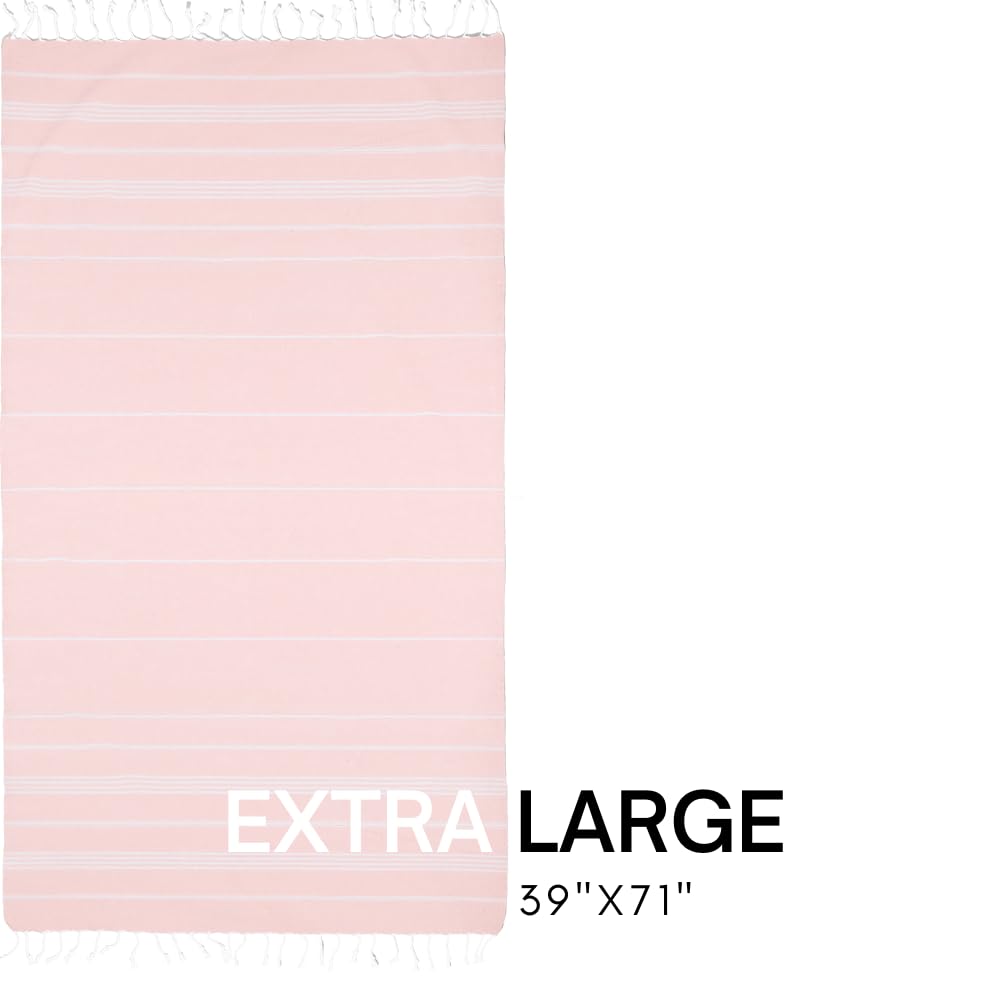 Bay Laurel Turkish Beach Towel With Travel Bag 39 X 71 Quick Dry Sand Free Lightweight Large Oversized Towels Light (Powder With