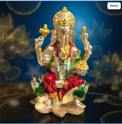 A&S Ventures Laxmi Ganesh Murti Sitting On Lotus Idol Laxmi Ganesh Ji For Home Decor Temple Mandir Pooja Room Office Table Decor