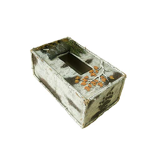 Comfy Hour Western Retro Collection 4'' Rustic Nature Birch Black Bear Tissue Paper Holder Cover Box, Polyresin
