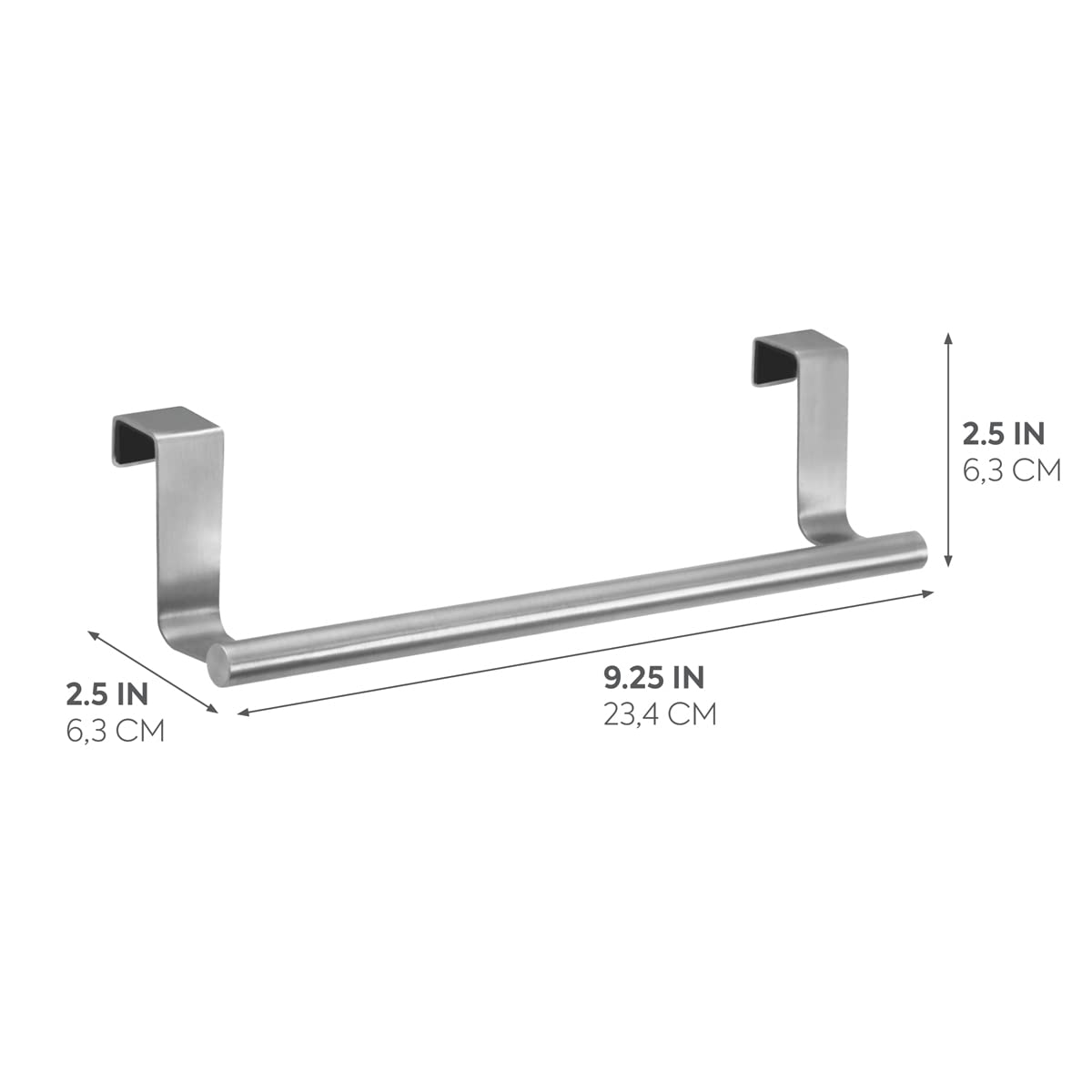Idesign Forma Metal Over The Cabinet Towel Rack For Bathroom And Kitchen, 9.25'' X 2.5'' X 2.5'', Brushed Stainless Steel