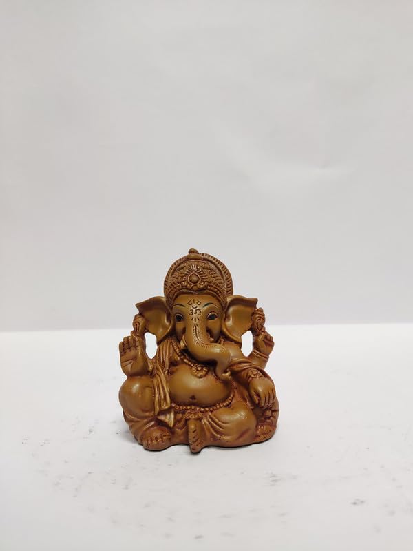 Pratima Wooden Finish Beautiful Polyresin Ganesh Idol|Vinayaka Statue|Ganpati Murti|Ganesha Idol For Home Decor|Ganesh Idol For