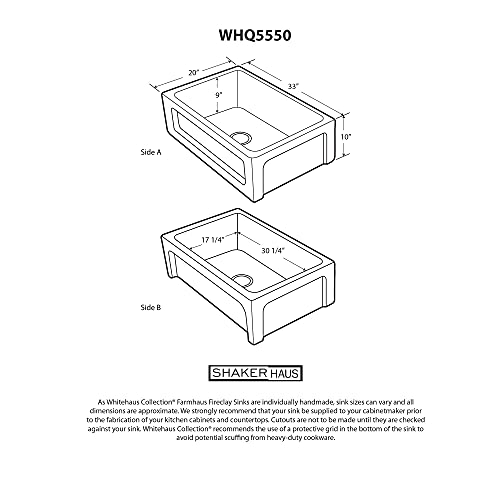 Whitehaus Collection Whq5550-White Glencove 33'' Front Apron Fireclay Kitchen Sink, White