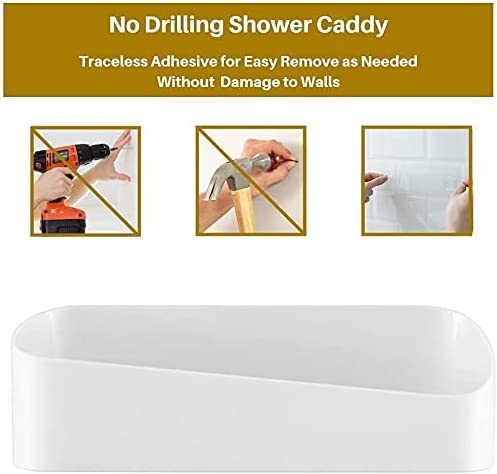 Sunficon 2 Pack Adhesive Shower Caddy Bathroom Shelf Organizer No Drilling Shower Shelf Bath Essentials Shampoo Spice Holder 4 C