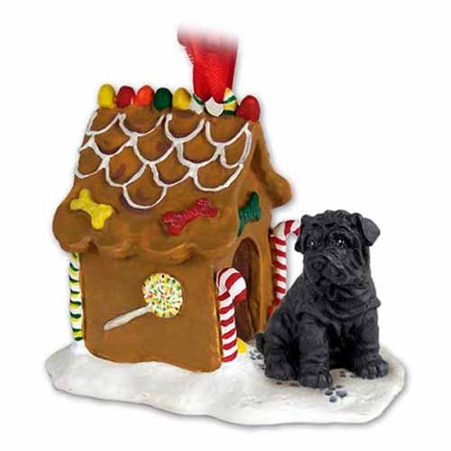 Shar Pei Gingerbread House Christmas Ornament Black - Delightful!