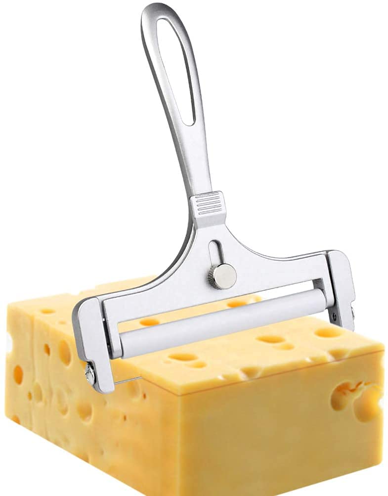 Poualss Stainless Steel Wire Cheese Slicer - Adjustable Thickness Cutter for Soft & Semi-Hard Cheeses, 5.9 x 4.5 inches, Silver