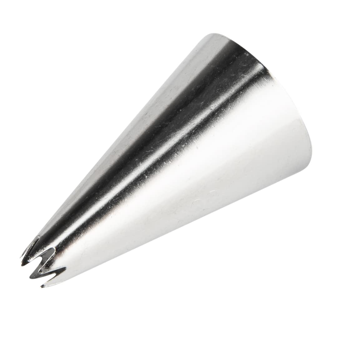 Restaurantware Pastry Tek Piping Tip 1 Open Star Decorating Tip - #18 Dent-Resistant Stainless Steel Icing Tip Dishwasher-Safe D
