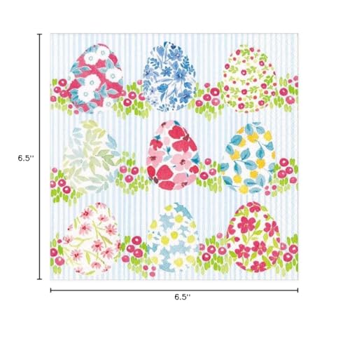 Caspari Floral Easter Eggs Paper Luncheon Napkins, Two Packs Of 20