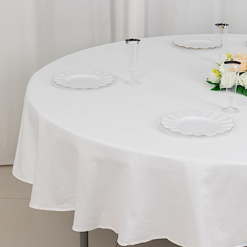 Balsacircle 90-Inch White Premium Round Cotton Tablecloth Table Linens Wedding Party Events Decorations Kitchen Dining