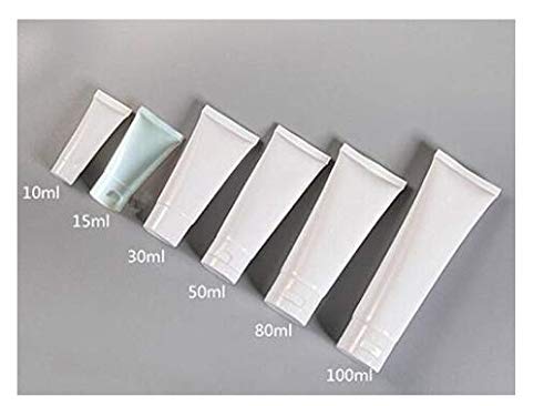 VASANA 20PCS 100ml/3.4oz Empty Refill White Plastic Cosmetic Lotion Tubes Bottles Shampoo Facial Cleanser Makeup Sample Soft Container Tube Bottle Vial Jar Pot Case with Flip Cap