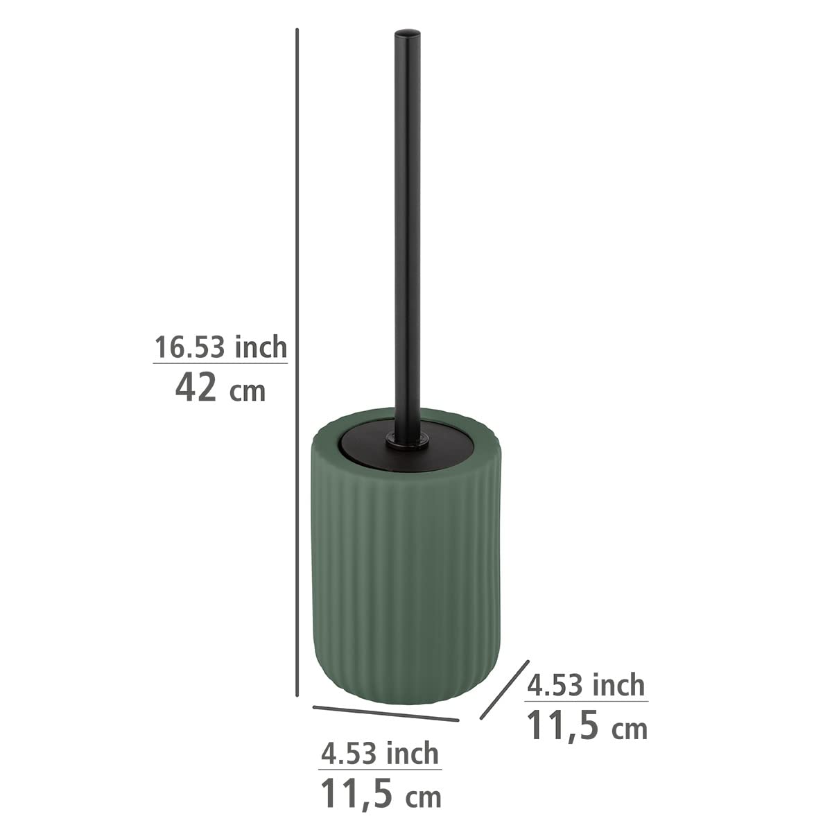 WENKO Belluno green ceramic Toilet Brush Holder  11 5 x 42 x 11 5 cm