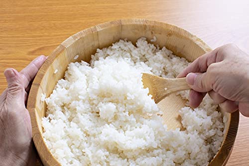Japanbargain 4085, Japanese Wooden Hangiri Sushi Rice Mixing Bowl Tub For Sushi Restaurant Sushi Oke Sawara Cypress Wood 17.7 In