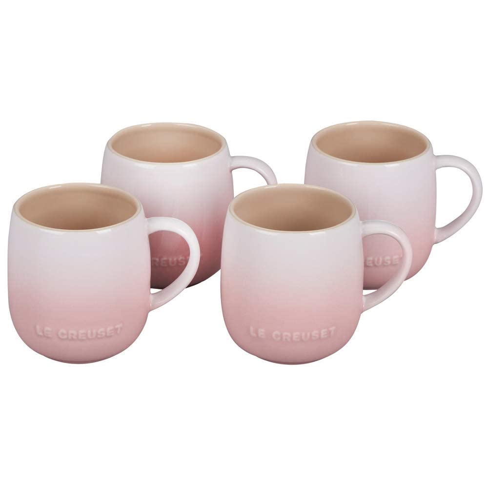 Le Creuset Stoneware Set of 4 Heritage Mugs, 13 oz. each, Shell Pink