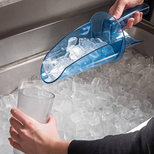 San Jamar Ergonomic Ice Scoop With Shield And Tapered Chute - Easy To Clean, 20-24 Ounce,Blue