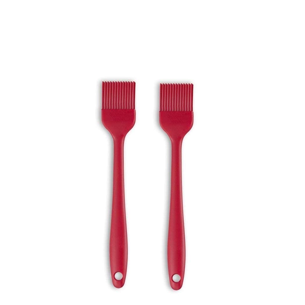 Taskhouse Silicone Basting Brush Set 2 Piece Heat Resistant Grill & Pastry Brushes For Oil, Butter, Sauce (Red)