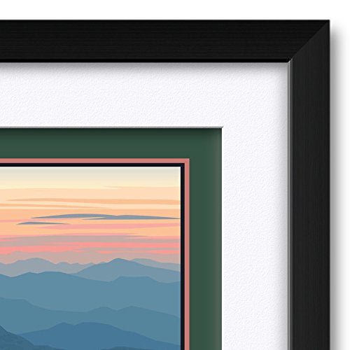Blue Ridge Parkway Appalachian Mountains Professionally Framed & Matted Art Print From Travel Artwork By Artist Paul Leighton Fr