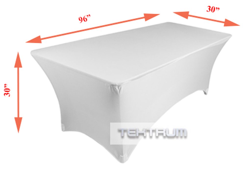 Tektrum 8 Ft Long Rectangular Stretch Tablecloth, Spandex Jacket Cover, Tight Fit Linen-Fitted Table Cover For Trade Show, Dj, W