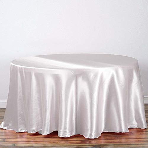 Balsacircle 108-Inch White Round Satin Tablecloth Table Cover Linens For Wedding Party Catering Kitchen Dining Events Kitchen Di