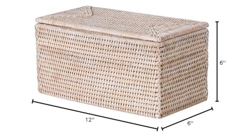 Kouboo La Jolla Rectangular Rattan Box, White-Wash Toilet Roll Storage Basket (1030101)