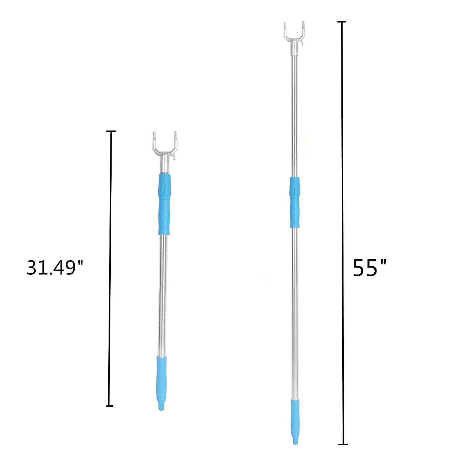 Extended Long Reach Stick Pole With Hook 45'' Reach Pole Hook Garment Pole For Closet Top,Curtain,High Area, Shelf