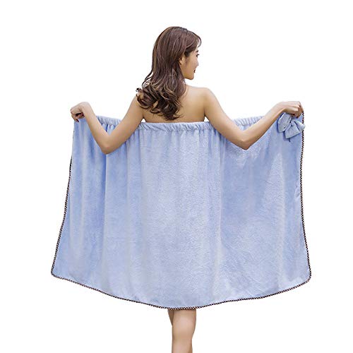 GOSCHE Bath Wrap for Women  Adjustable Shower Wrap Towel with Home Hotel Bath Towel Nightgown for Sauna Beach Pool Gym Travel - Blue XL