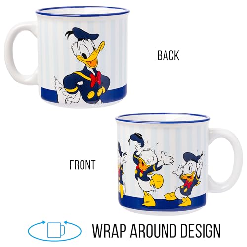 Silver Buffalo Disney Donald Duck Featuring Huey, Dewey, And Louie Ceramic Camper Mug, 20 Ounces