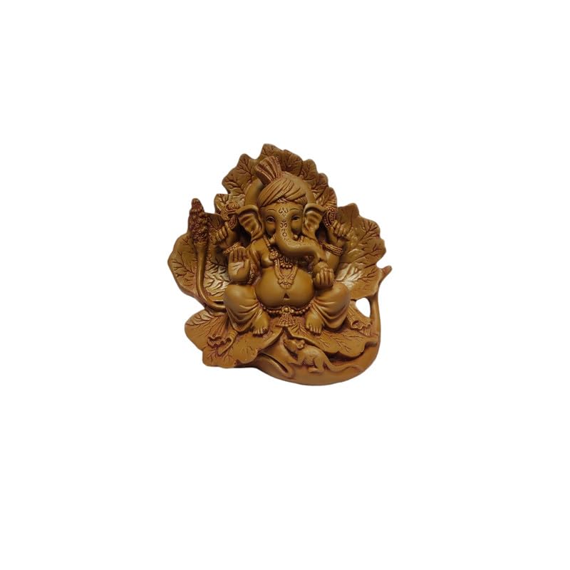 Pratima Wooden Finish Jaswanti Polyresin Ganesh Idol|Vinayaka Statue|Ganpati Murti|Ganesha Idol For Home Decor|Ganesh Idol For D