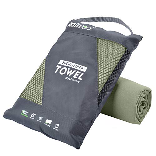 Rainleaf Microfiber Towel,Army Green,12 X 24 Inches