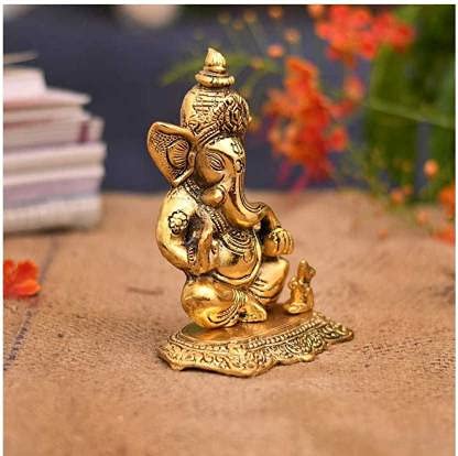 Fashion Bizz Ganesha Idol Ganesh Bhagwan Statue Hindu God Ganpati Murti For Home Pooja Entrance Decor Good Luck Vastu Decoration