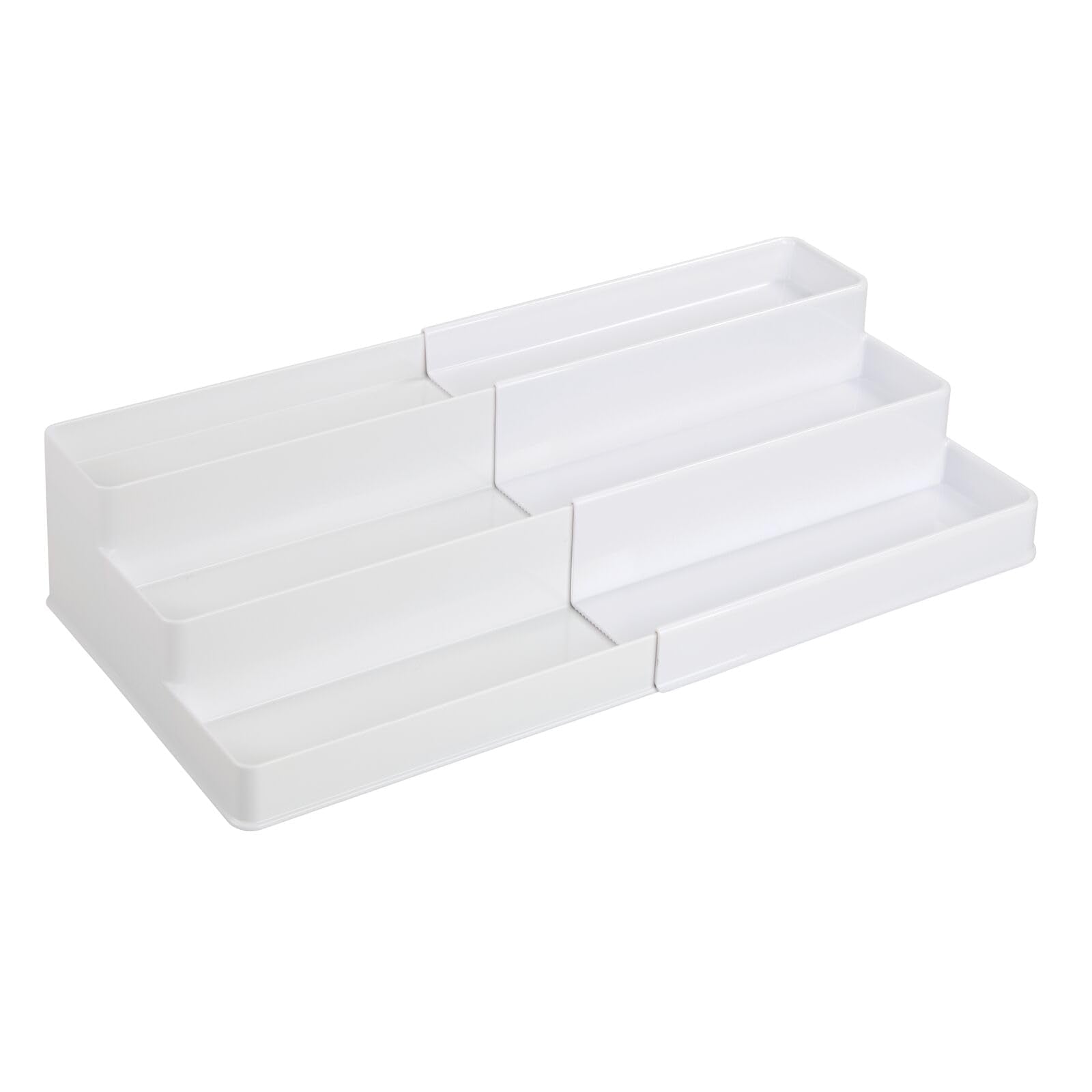 mDesign Plastic Expandable 3-Tier Shelf Rack Organizer - Storage for Bathroom Vanity, Cabinet, Cupboard, Drawer - Holds Medicine